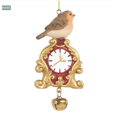 Uccellino Decorazione Albero di Natale con Orologio