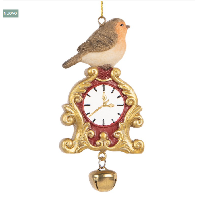 Uccellino Decorazione Albero di Natale con Orologio
