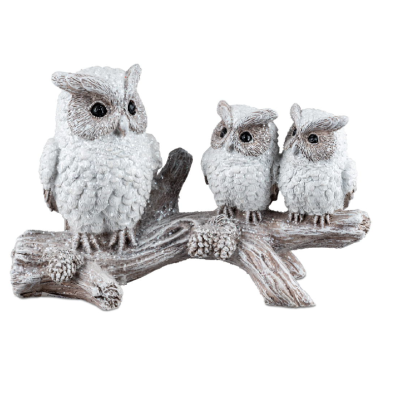 Trio Gufi Invernali su ramo